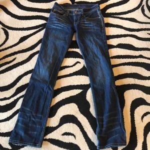 CRUEL GIRL low rise embroidered boot cut jeans